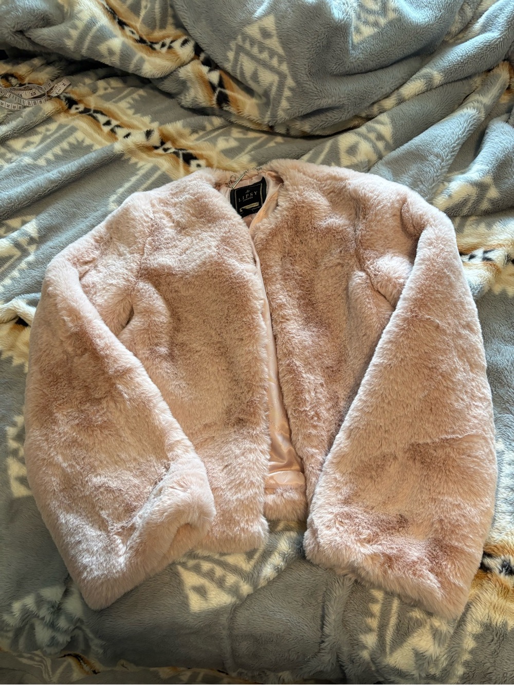 Lipsy Blush Pink Faux Fur Coat